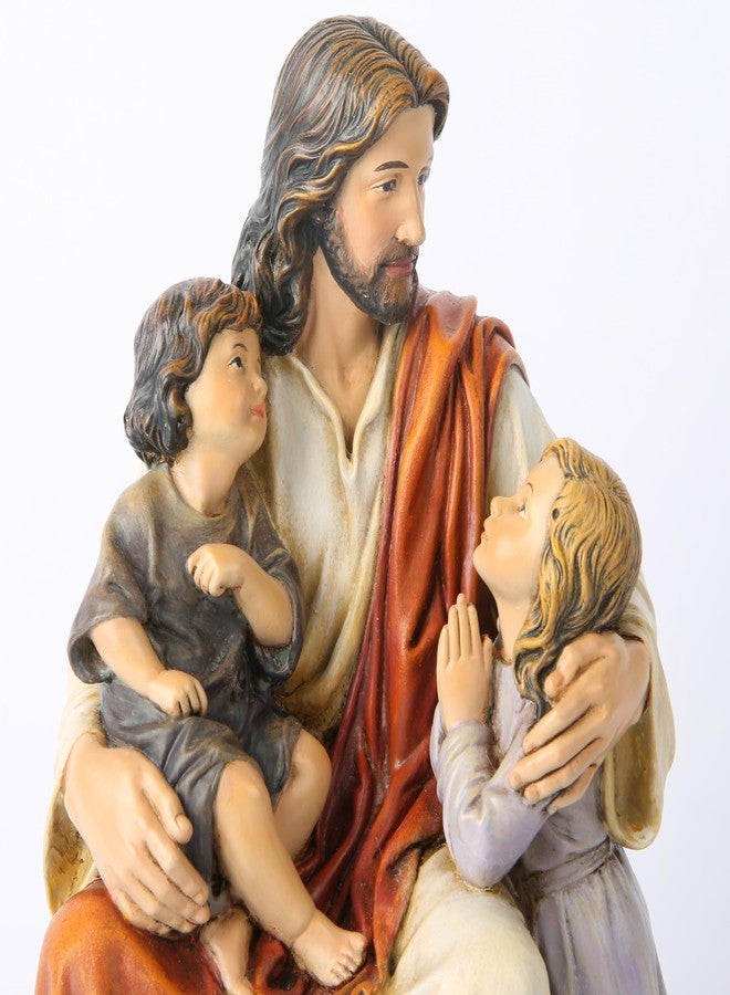 BC BUILDCLASSIC BC Catholic Jesus with Children Statue, Religious Figure, Inspirational Indoor Home Decor, Devout Gift for Child Baptism, 8.8" H, Renaissance Sculpture Handmade by Buildclassic - Image 2